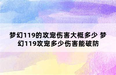 梦幻119的攻宠伤害大概多少 梦幻119攻宠多少伤害能破防